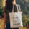 Cute Rodent Wearing a Chapeau A capybara stands in a grassland environment wearing a hat.