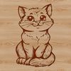 Playful Feline Graphic Design A digital illustration of a cute sitting cat with a playful expression.