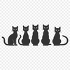 A stylized illustration of a domesticated cat in various poses and textures.