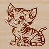 Feline Friend in Vector Format A cute cartoon kitten sitting on its haunches, depicted in vector format for easy editing.