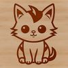 An anthropomorphic feline figurine depicted in simple lines, suitable for graphic design or craft projects.