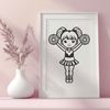 Colorful Cheerleader SVG Clip Art A young girl wearing a colorful cheerleading outfit with pom-poms, posing in a dynamic stance.
