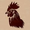 Simple Chicken Design A simple illustration of a chicken's head and body in a farm setting.