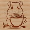 Cute Hamster Holding Coffee Cup SVG A cute illustration of a small hamster holding a tiny coffee cup in its paws.