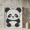 Black and White Giant Panda Illustration A black-and-white illustration of a giant panda in a natural environment.