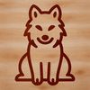 A simple line drawing of a sitting fox with a friendly expression.