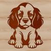 A cute, adult Cocker Spaniel sitting on its haunches, depicted as a vector graphic illustration.