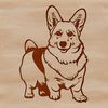 A portrait of a standing corgi, ideal for use as clip art in various designs.