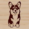 A sitting Corgi dog breed illustration with simple lines and shapes.