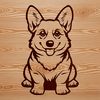 Digital Corgi Portrait A digital illustration of a corgi animal in a sitting position.