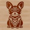 Cute Corgi SVG Clip Art A seated corgi with ornate features, suitable for pet-related designs.