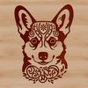 A cartoon-style illustration of a Corgi's head, suitable for vector graphics.