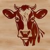 A high-quality illustration of a cow's head with detailed features, suitable for digital cutting or vector design projects.