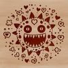 A cute monster design with heart patterns, suitable for Halloween-themed crafts.