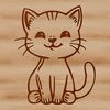 Adorable Cat Illustration in Line Art A young cat sitting on its haunches, depicted as a simple yet detailed line art illustration.