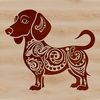 Ornate Dog Vector Art Design A vector illustration of a standing Dachshund dog with ornate details.