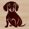 Vector illustration of a seated Dachshund dog breed in profile.