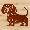 A standing dachshund dog with a playful expression, suitable for vector design and personal or commercial use.