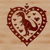 Dino Love Illustration A prehistoric dinosaur illustration with heart motifs.