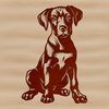 Relaxed Doberman Pinscher Breed Dog Clip Art A Doberman Pinscher breed dog sitting in a relaxed position, suitable for use as clip art or vector design.