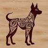 Vector Portrait of a Majestic Doberman A high-quality vector illustration of a standing Doberman Pinscher with ornate details.