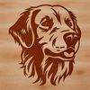 Detailed Golden Retriever Head Illustration Close-up illustration of a friendly golden retriever's head with fur detail.