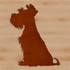 A small dog breed, the Miniature Schnauzer, depicted in a sitting position as a vector silhouette.