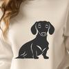 Dachshund Silhouette Design SVG A sitting Dachshund dog with a friendly expression.
