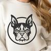 Free Vector Animal Head Design An illustration of a typical Boston Terrier animal face, suitable for use in various design contexts.