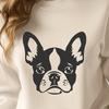 Colorful Canine Head Design SVG A colorful illustration of a Boston Terrier's head with distinct facial features.