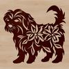 A small standing dog with a curly coat.