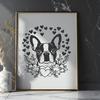 A digital illustration of a Boston Terrier's head, created as a vector art file for easy customization.