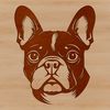 Close-Up Cartoon Dog Face A close-up illustration of a French Bulldog's head from the front, showcasing its distinctive features.