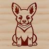 A simple line drawing of a seated Welsh Corgi dog breed.