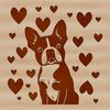Boston Terrier SVG Clip Art An adorable vector image of a Boston Terrier's face featuring heart details.