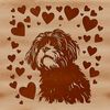 A Havanese dog breed illustration with heart motifs, suitable for use in digital design and cutting machine projects.