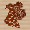 Cute Dog Head SVG Design An SVG graphic featuring a cute miniature schnauzer head with love hearts surrounding it.
