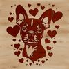 Cute Dog Silhouette with Love Hearts A cute Boston Terrier dog with love hearts on its head, suitable for use as clip art in various digital formats.