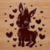 Cuddly Donkey Standing Amidst Hearts A donkey standing with love hearts surrounding it.