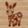 Ornate Standing Donkey Design An ornate illustration of a standing donkey in vector format.