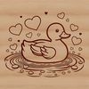 Quacking Good Times A cartoon duck illustration featuring hearts surrounding its body, suitable for digital crafting and design.