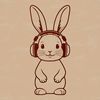 Vector Bunny with Headphones Design A sitting rabbit with headphones on, designed as vector art for digital use.