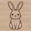 Simple Rabbit Design Vector A cartoon-style illustration of a sitting rabbit in a simple design.