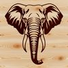 Vector Elephant Design A detailed illustration of an elephant's head, suitable for vector art and cutting machine designs.