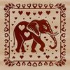 Ornate elephant design with love hearts, ideal for safari-themed crafts.