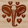 Beautiful SVG Design of a Loving Elephant A stylized illustration of a friendly elephant with love hearts, suitable for digital design.