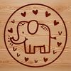 Cute Standing Elephant Illustration with Heart Details Simple illustration of a cute standing elephant with heart details.