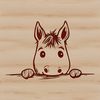 Whinny Behind the Fence A digital illustration of a horse peeking out from behind a fence.