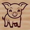 A simple illustration of a standing pig with a small body and ears, suitable for various digital applications.