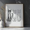 Feline Friends in Various Poses A digital illustration of a domesticated cat in various poses.